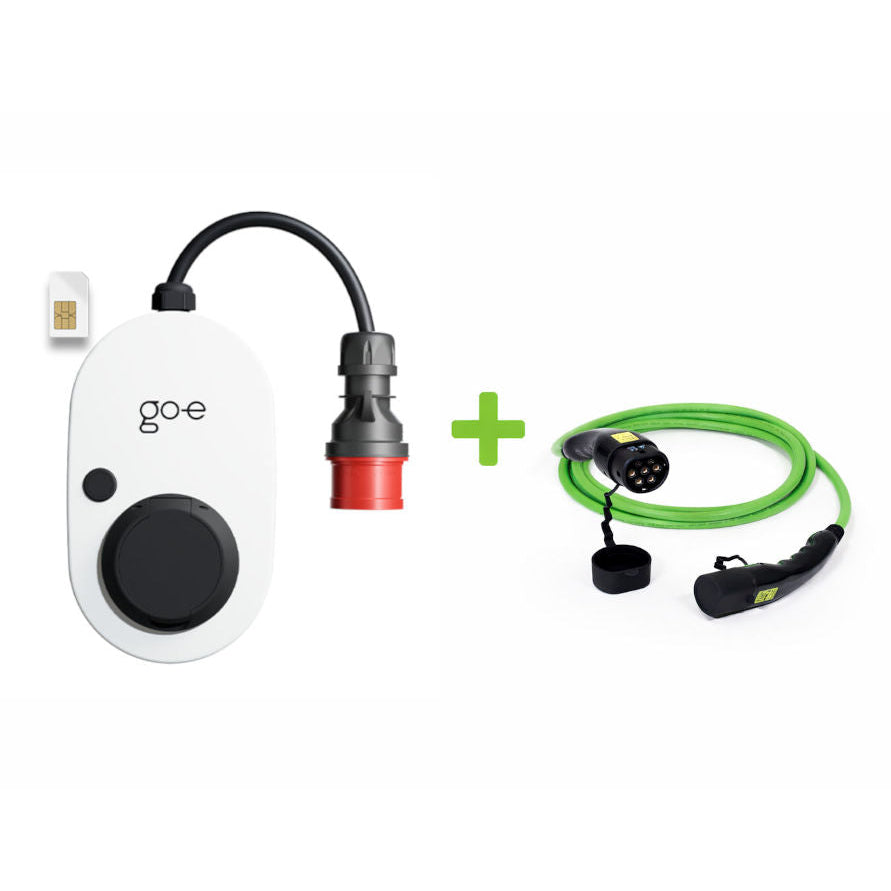 Set: go-e Charger Gemini flex 2.0 11 kW mobile Ladestation mit SIM-Karte und 5m Typ-2-Ladekabel